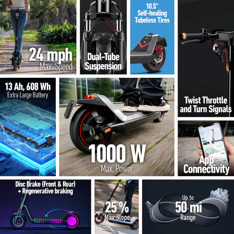 NIU KQi 300X Electric Scooter - Refurbished (Good) - Falcon Scooters